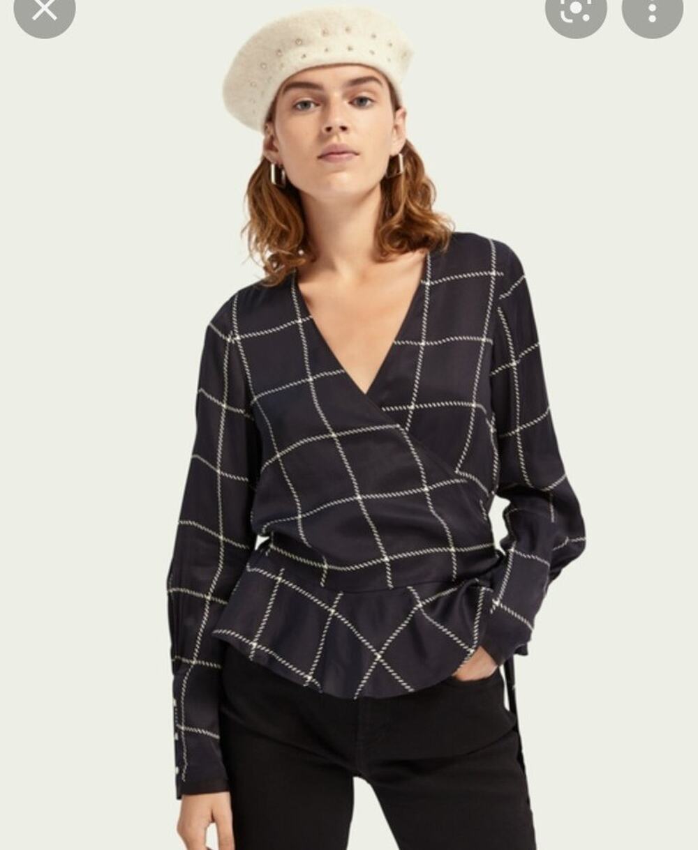 SCOTCH AND SODA WRAP BLOUSE, SIZE XS *